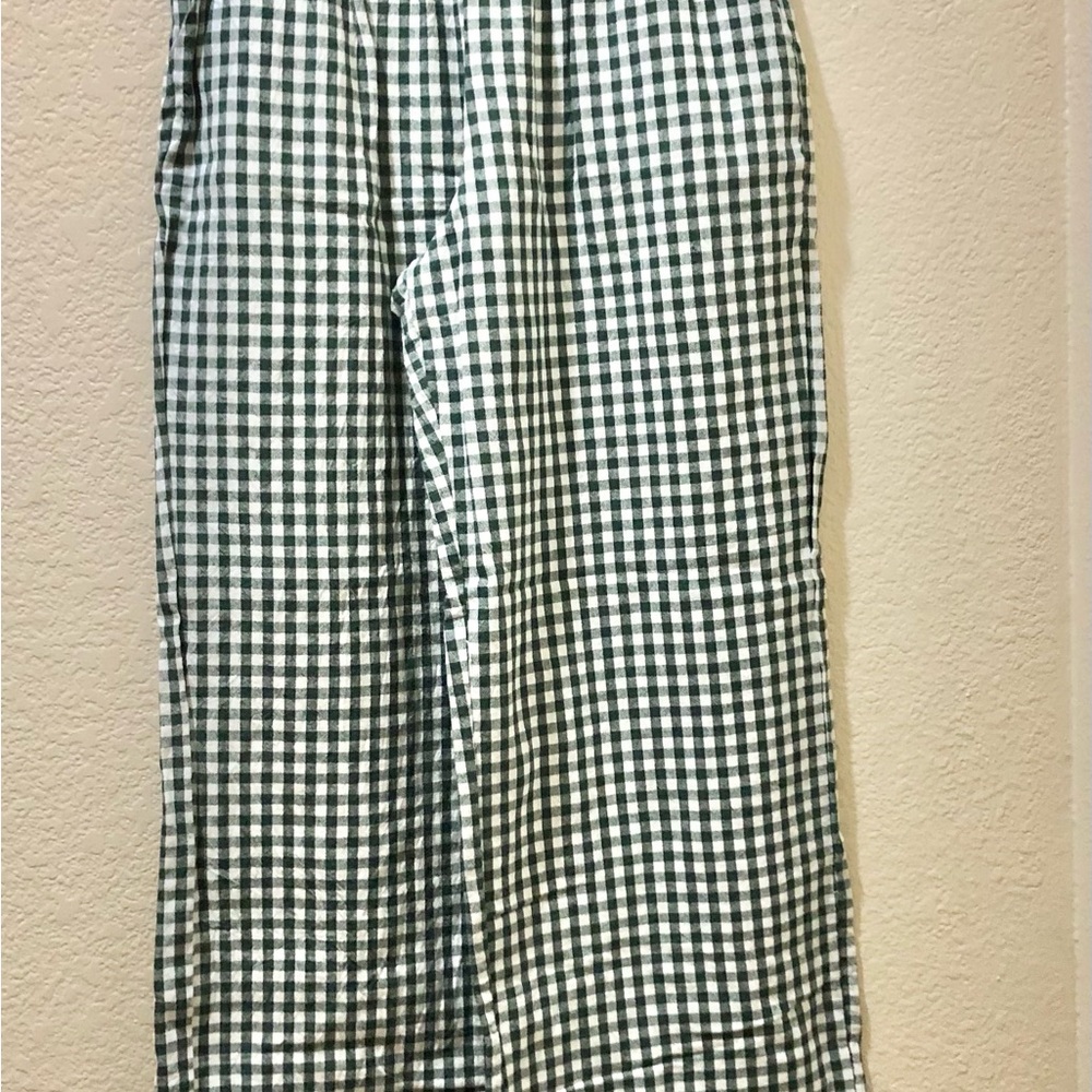 Green and White Gingham Pants